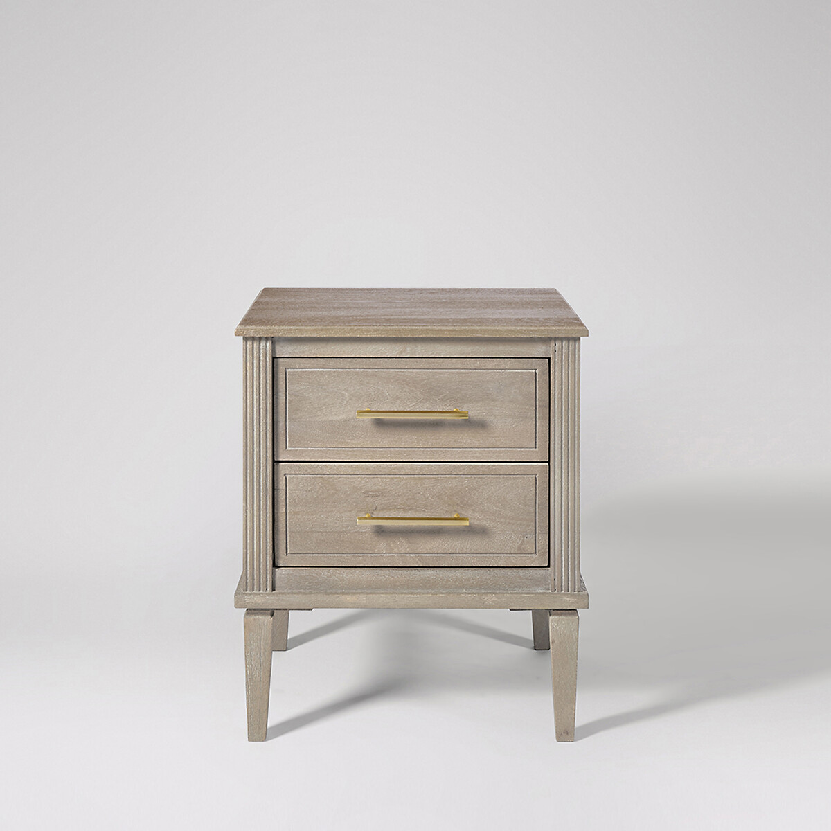 Claudine Mango Wood 2 Drawer Bedside Table grey, SWOON