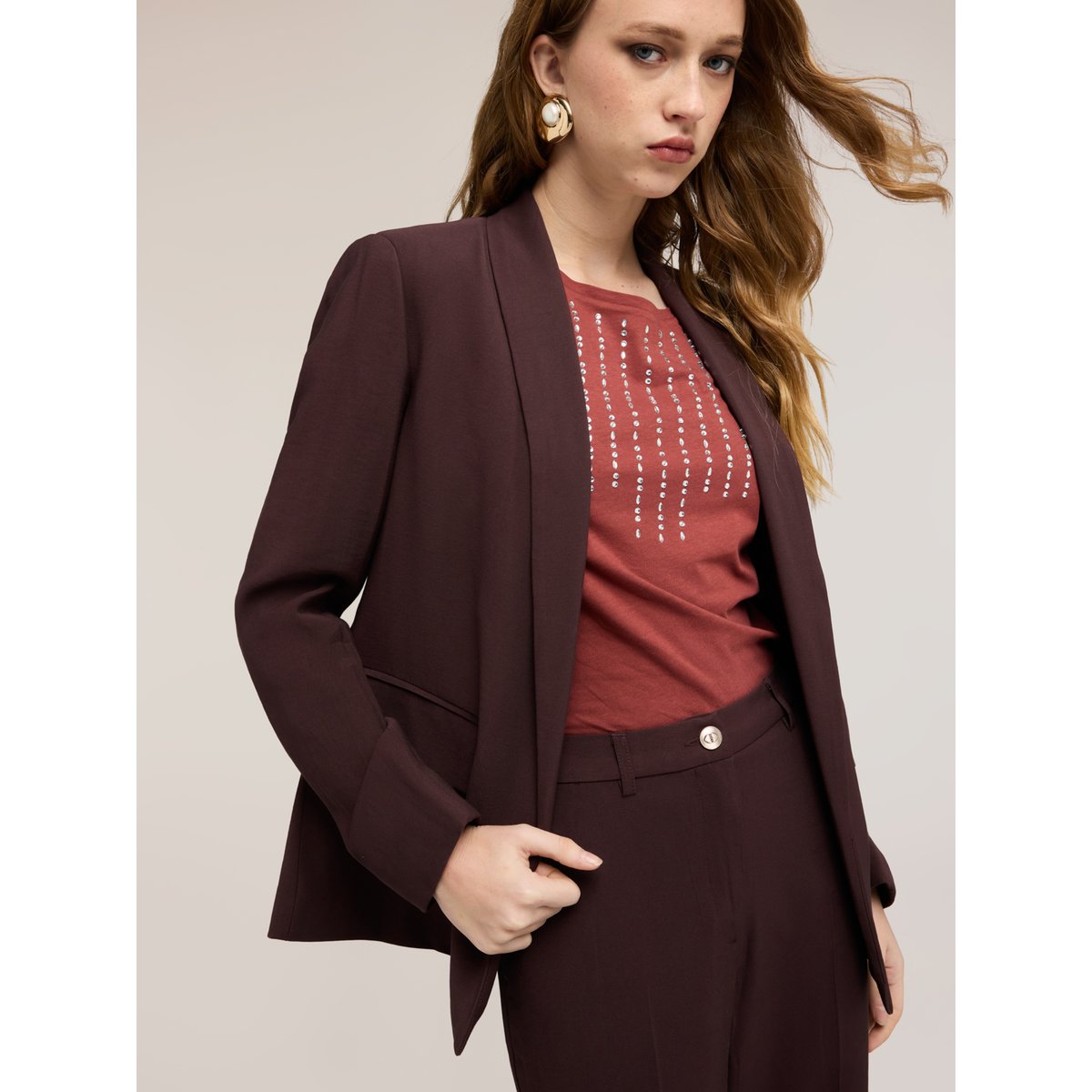 Blazer avec col châle marron, MOTIVI