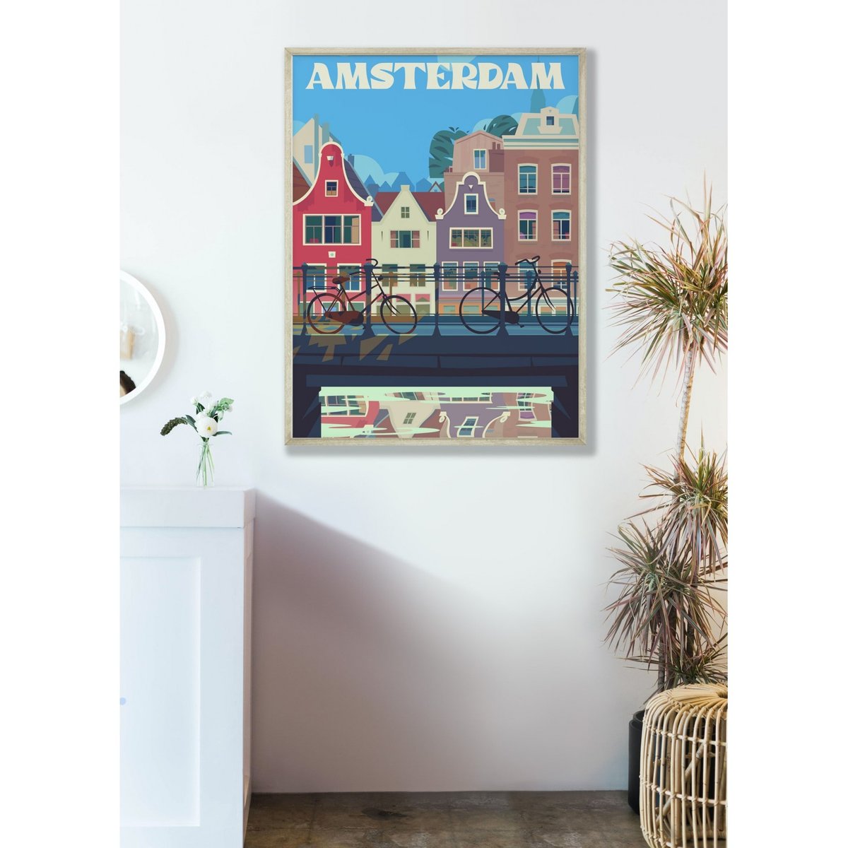 Affiche Amsterdam 2 blanc, L'AFFICHERIE