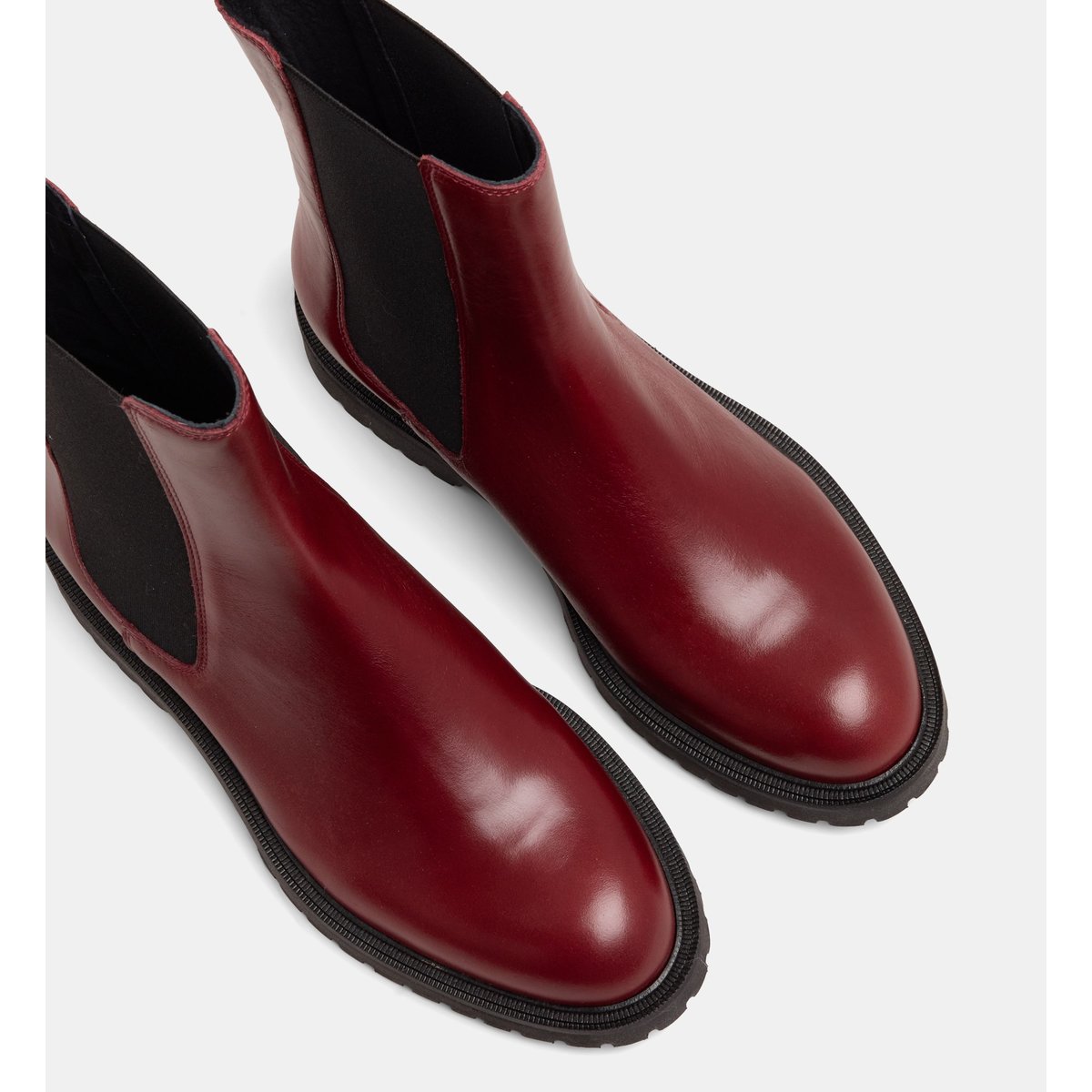 Boots chelsea plates arielle cuir bordeaux, GALERIES LAFAYETTE