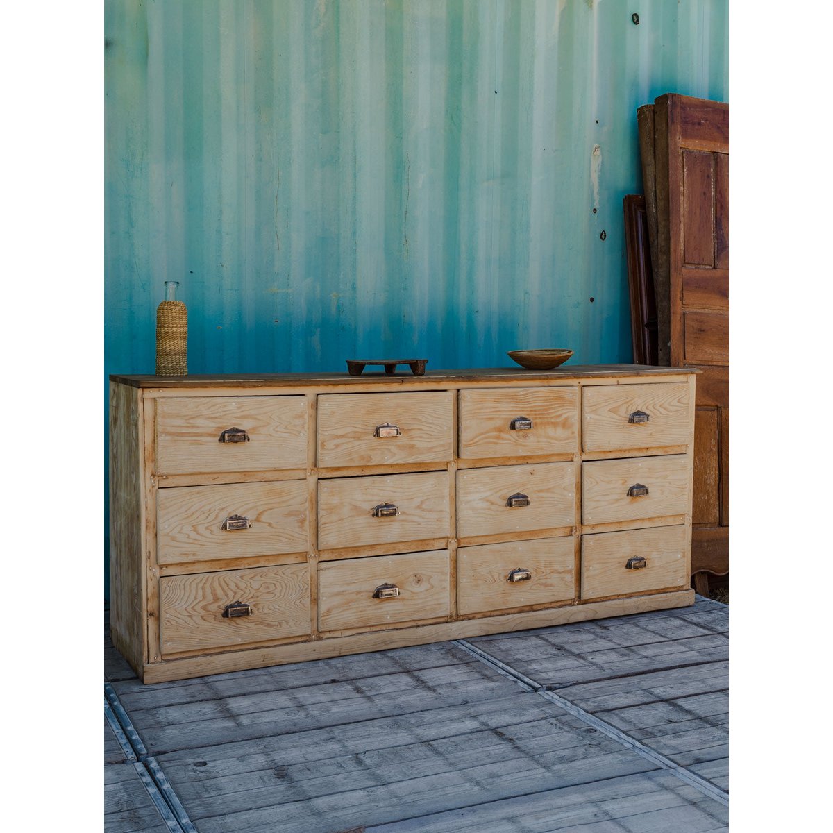 Meuble de métier à 12 casiers en bois Fernand N°391 - Bon état bois clair, DEBONGOUT