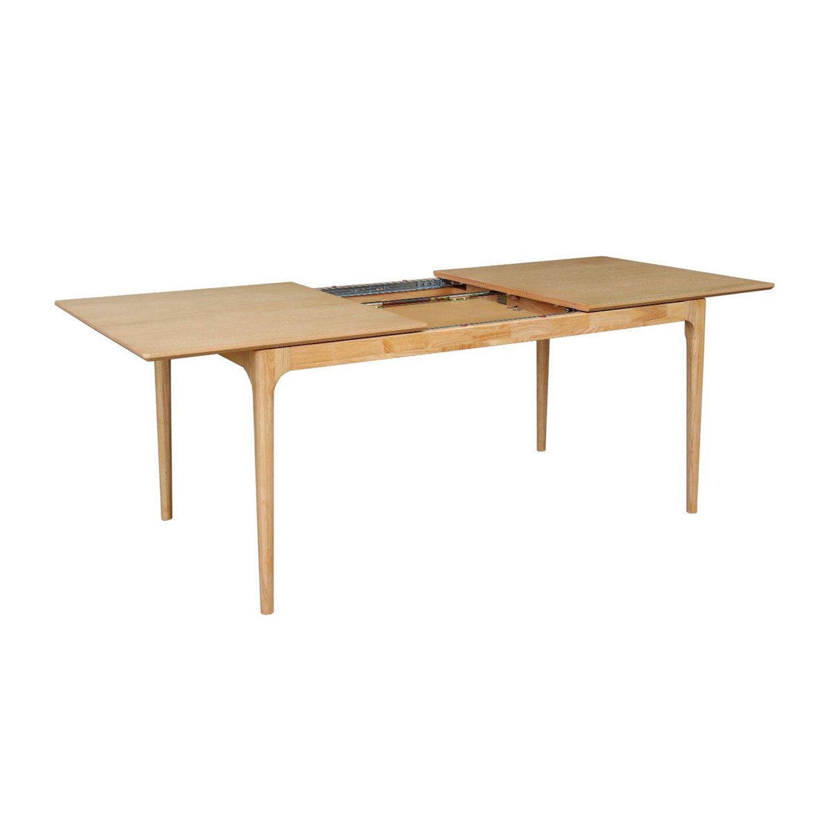 Table à manger rectangulaire extensible bois d'hévéa et placage frêne 6-8 places ELENA naturel, SWEEEK