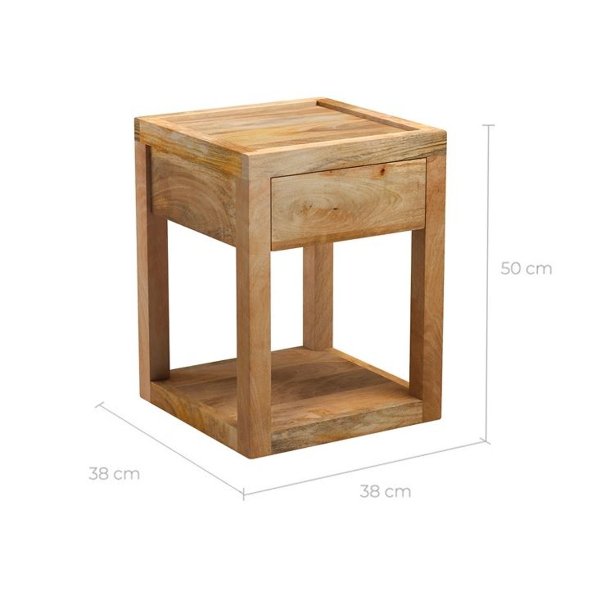 Table de chevet 1 tiroir en bois de manguier - JAKARTA bois clair, MAISON PAVANE
