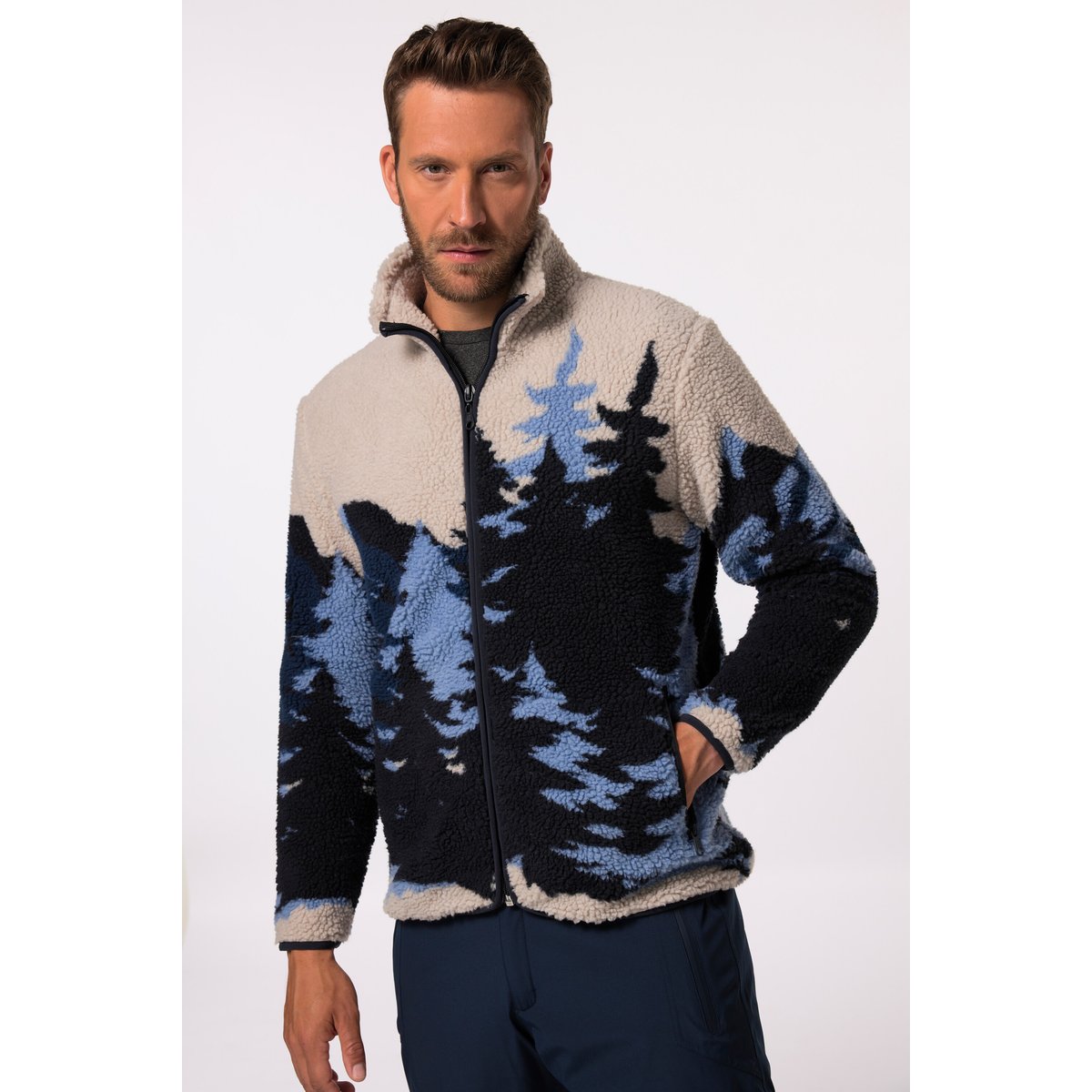 Veste en polaire. Jacquard et col montant. bleu marine, JP1880