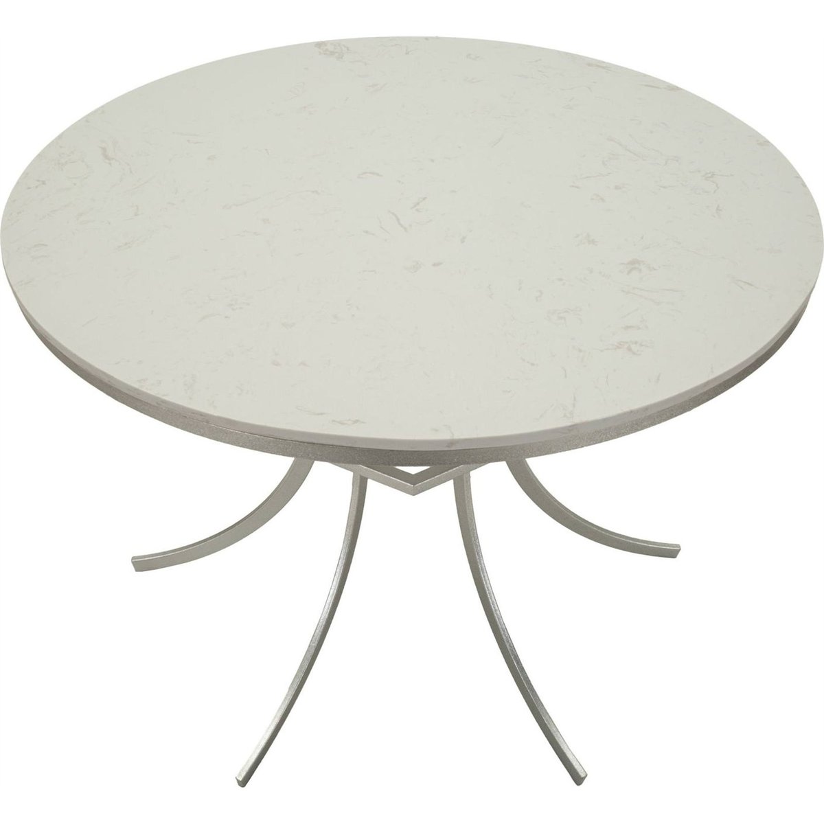 Table à manger ronde plateau effet marbre GLAM argenté et blanc effet marbre, RECOLLECTION