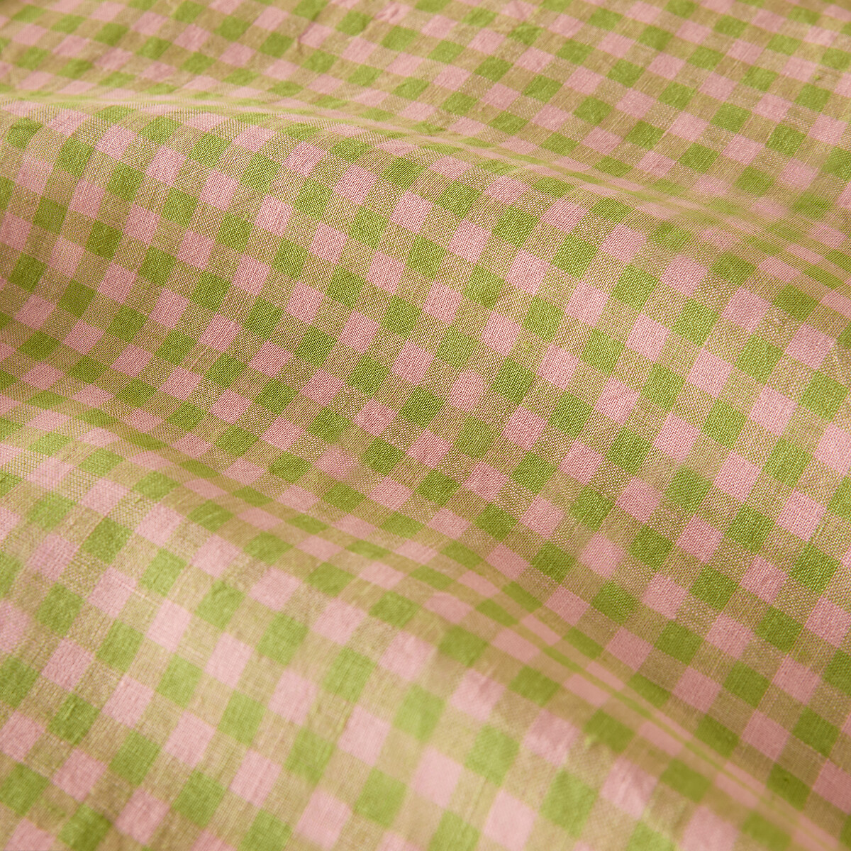 Funda de almohada de lino lavado, Acélie Bordeaux verde/rosa, LA REDOUTE INTERIEURS