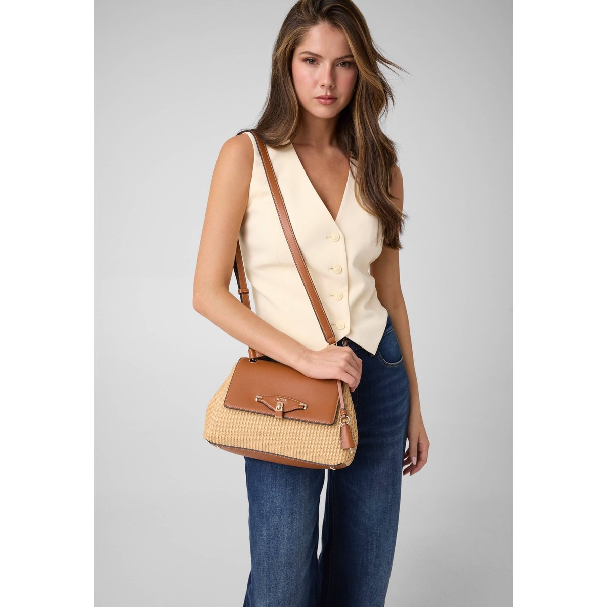Sac À Épaule Maggie marron, GUESS
