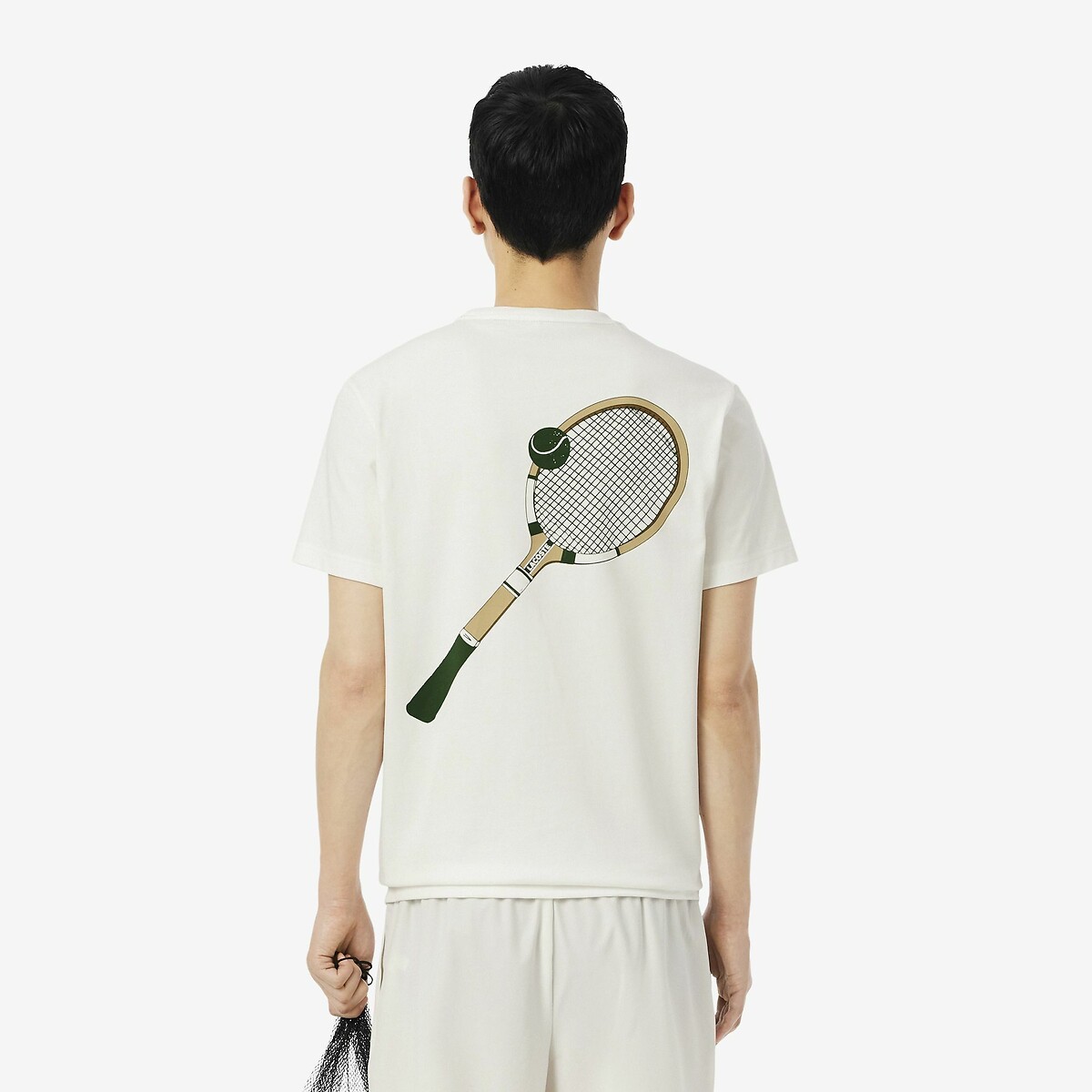 T-shirt manches courtes logo back ecru, LACOSTE