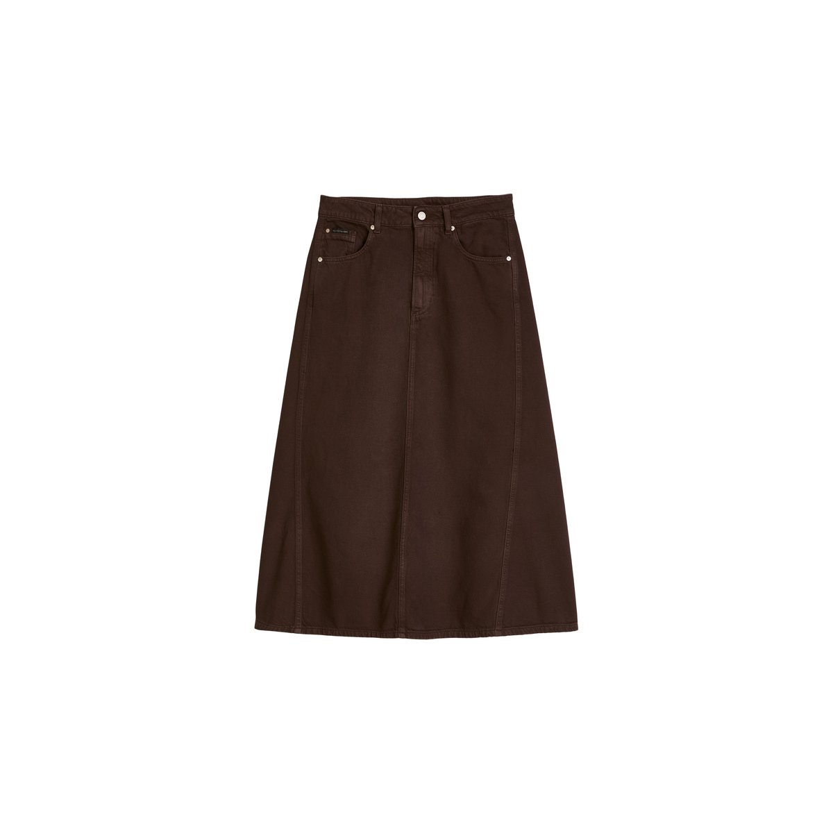 Jupe en jean flare en mélange de coton organique et de lyocell marron foncé, MARC O’POLO DENIM