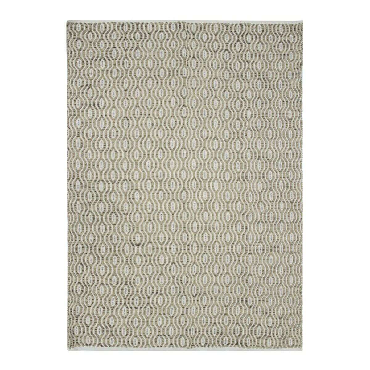 Tapis salon artisanal en coton écru noir, THE DECO FACTORY
