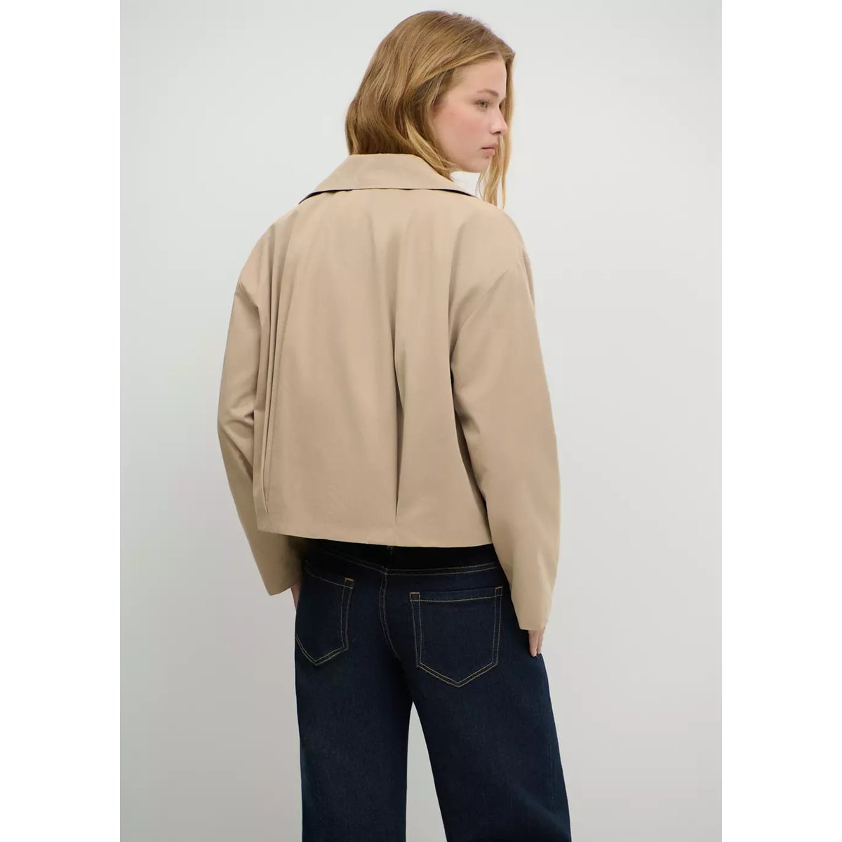 Trench court croisé beige, MANGO TEEN