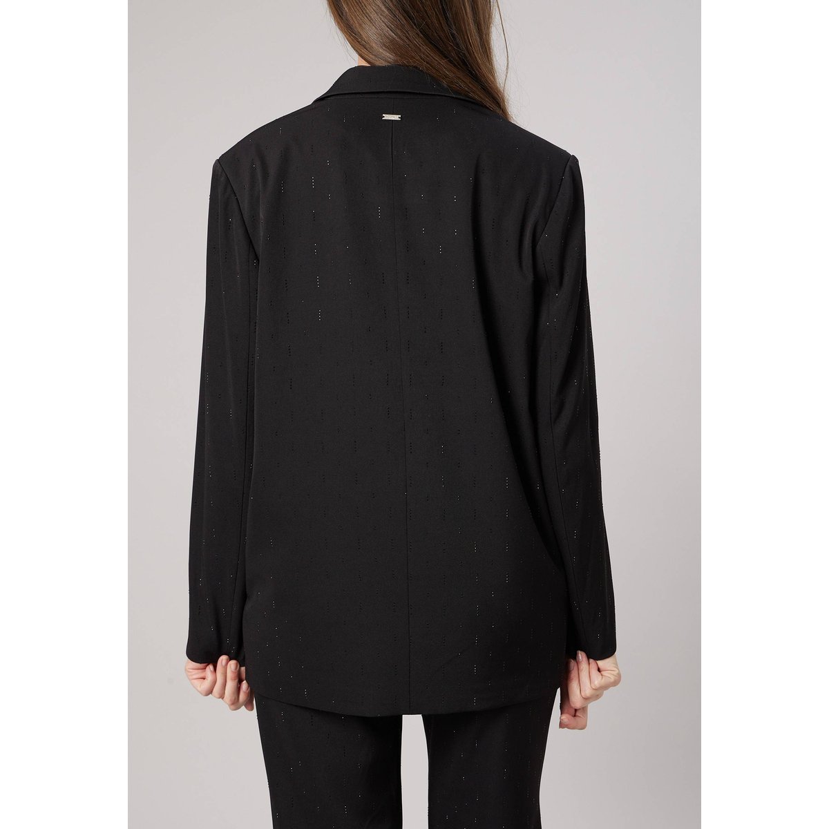 Veste tailleur femme droite à strass SAJARI black, DEELUXE