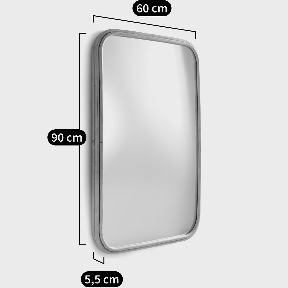 Miroir rectangulaire en rotin 60x90 cm, Nogu naturel, LA REDOUTE INTERIEURS