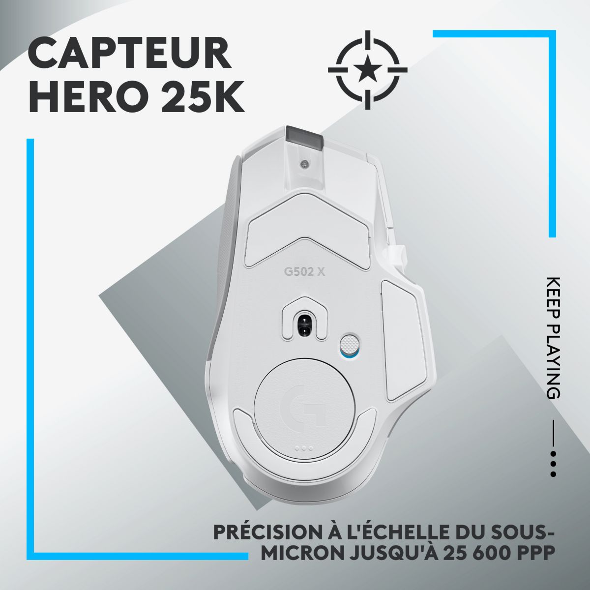 Souris Gamer Sans Fil G502X Lightspeed Blanc blanc, LOGITECH