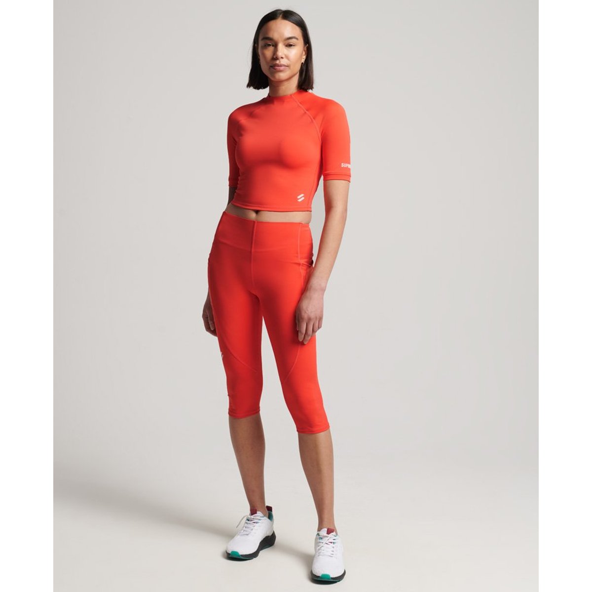 Haut court moulant 3/4 Run corail chaud, SUPERDRY