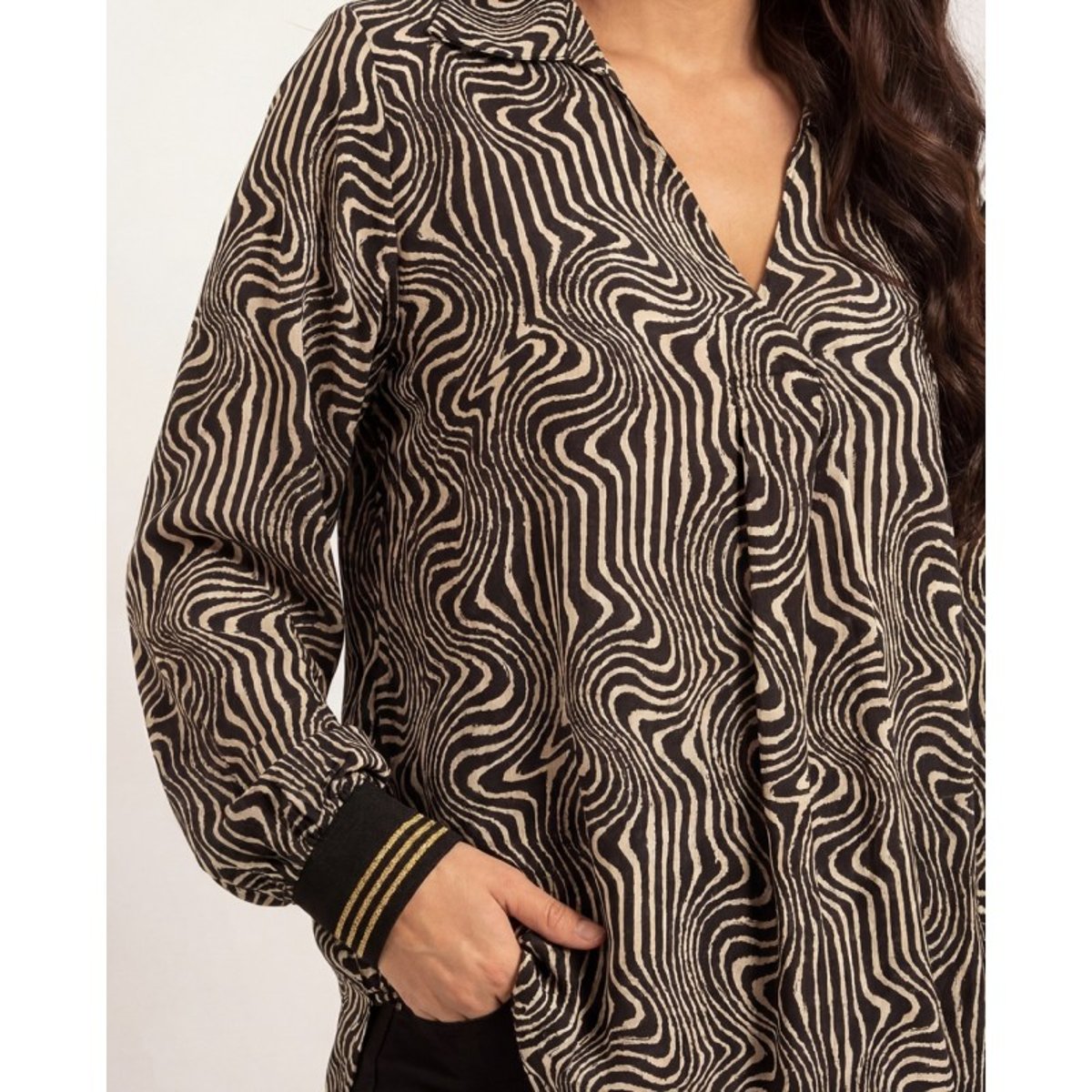 Blouse Fluide Motifs Ozana noir, DONA LISA