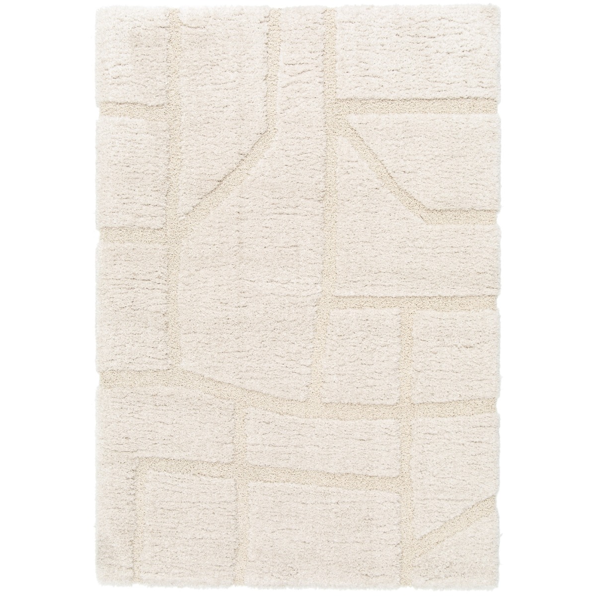 Tapis shaggy doux à relief graphique ORGANIC TRAIT crème, THE DECO FACTORY