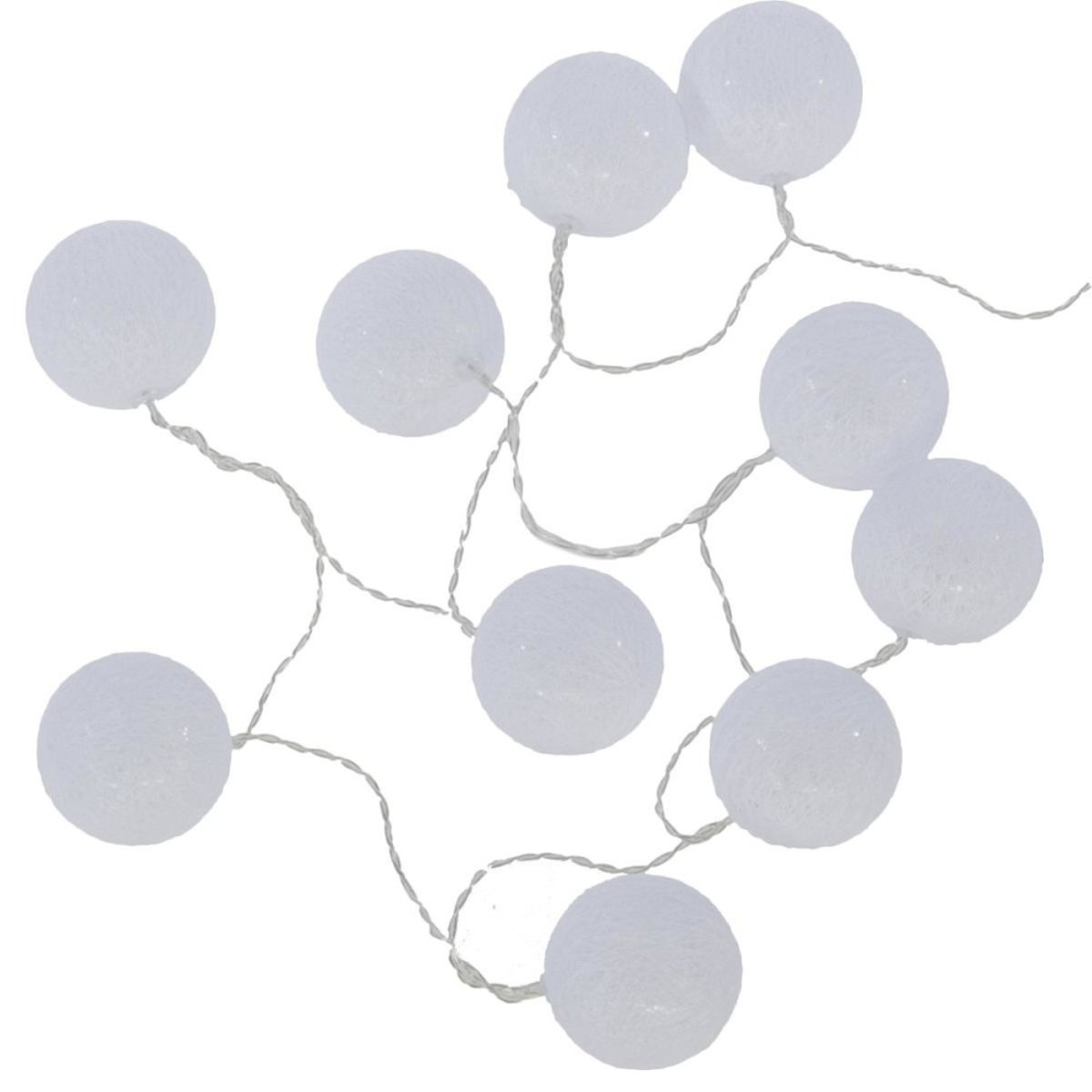 Guirlande lumineuse Blanche 10 boules LED à piles blanc, ATMOSPHERA