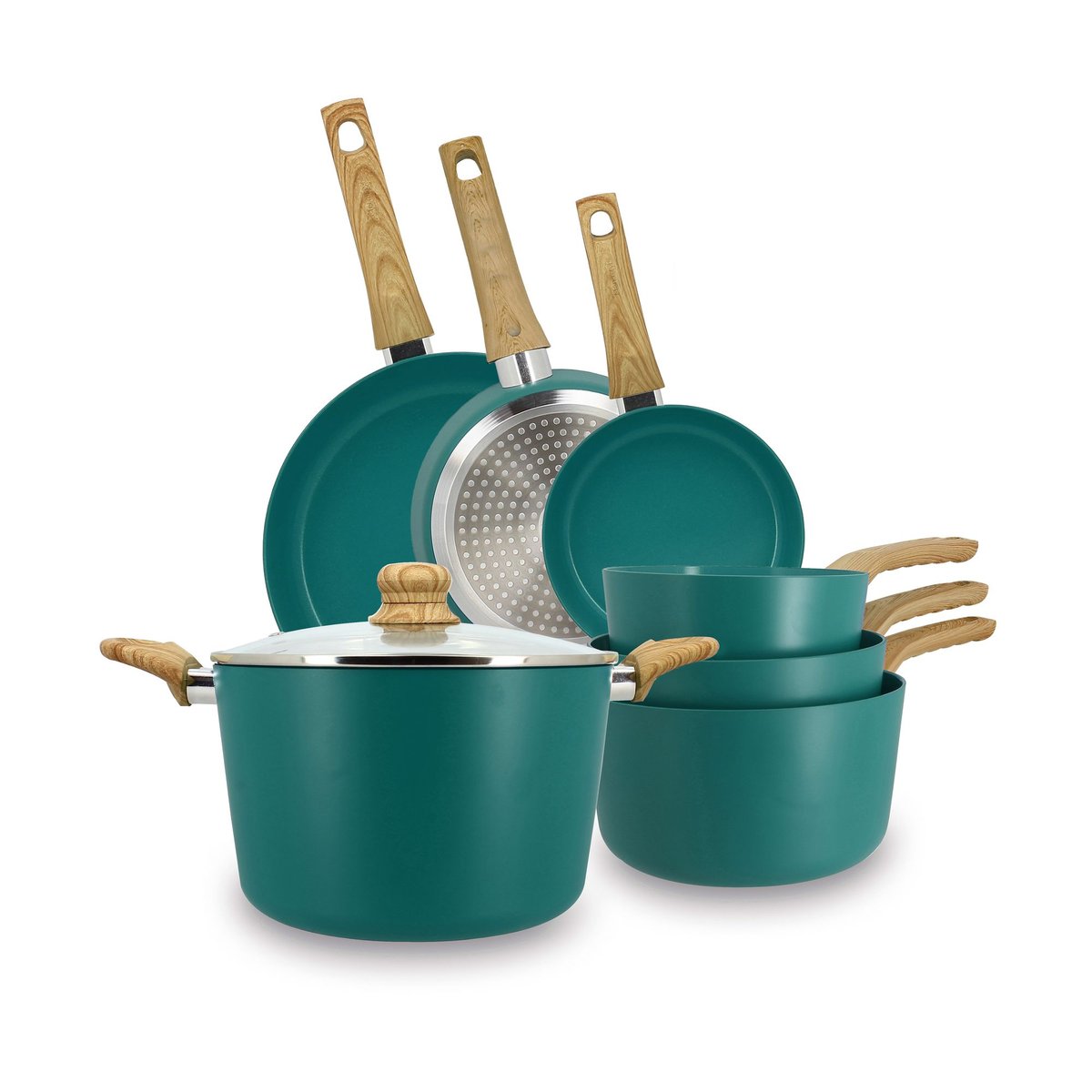 Set de 7 pièces en aluminium recyclé, COLORAMA bleu canard, MENASTYL