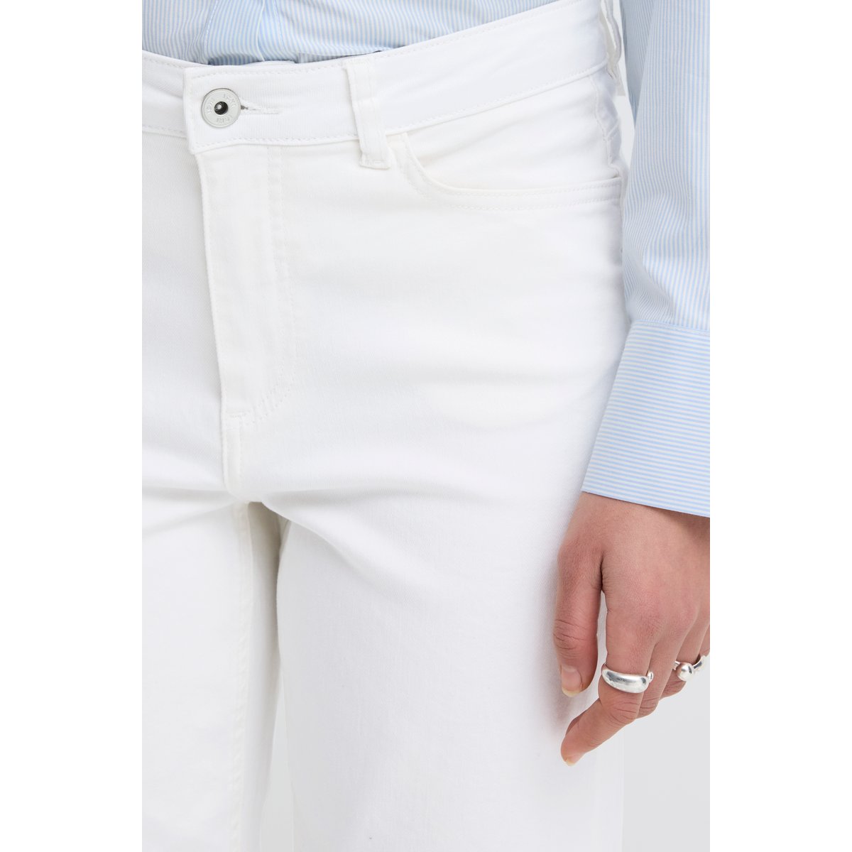 Jeans jambes droites, longueur chevlle blanc de blanc, ICHI