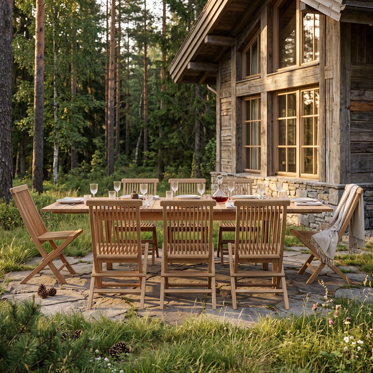 Salon de jardin en teck massif Riviera, 10 places naturel, TECK ATTITUDE