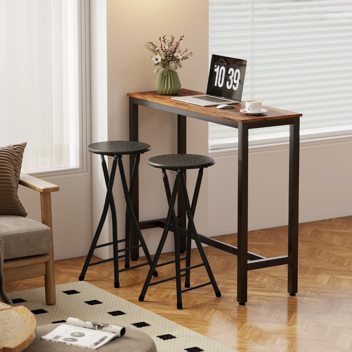 Tabouret de bar Acier Noir noir, HOMCOM