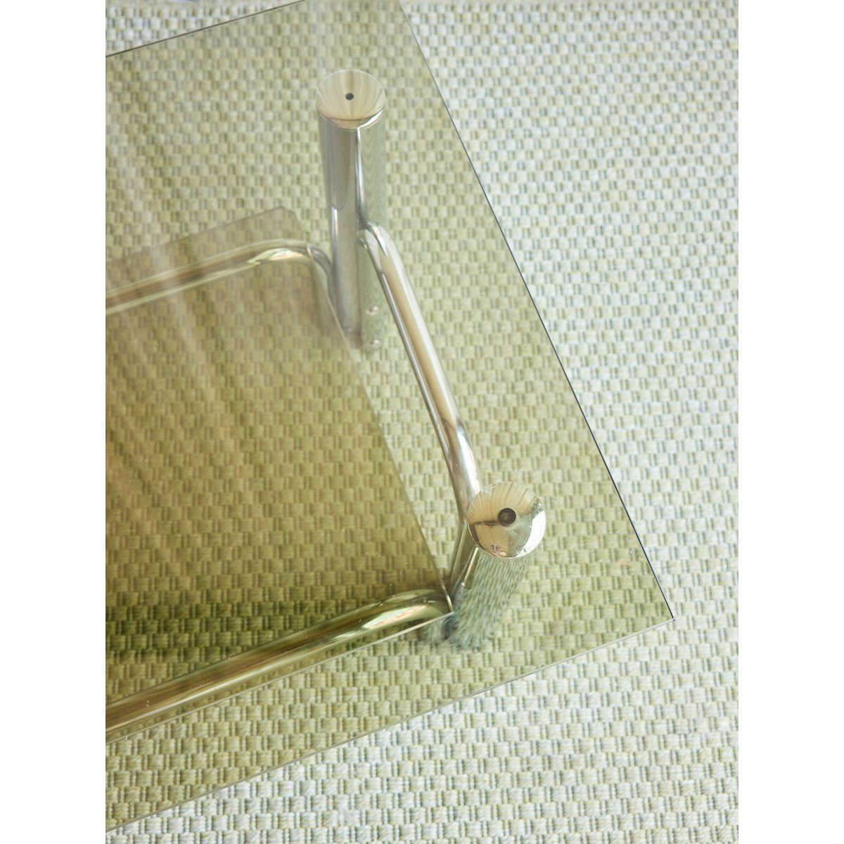 Table basse double plateau en verre fumé Donna N°1105 - Bon état fumé, DEBONGOUT