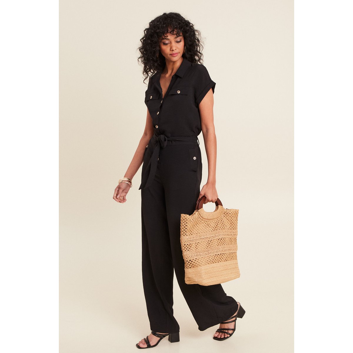 Combinaison pantalon ceinturée noir, BREAL