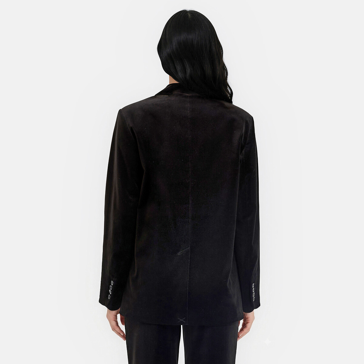 Veste droite oversize, en velours lisse, Signature ALIENOR noir, LA REDOUTE COLLECTIONS