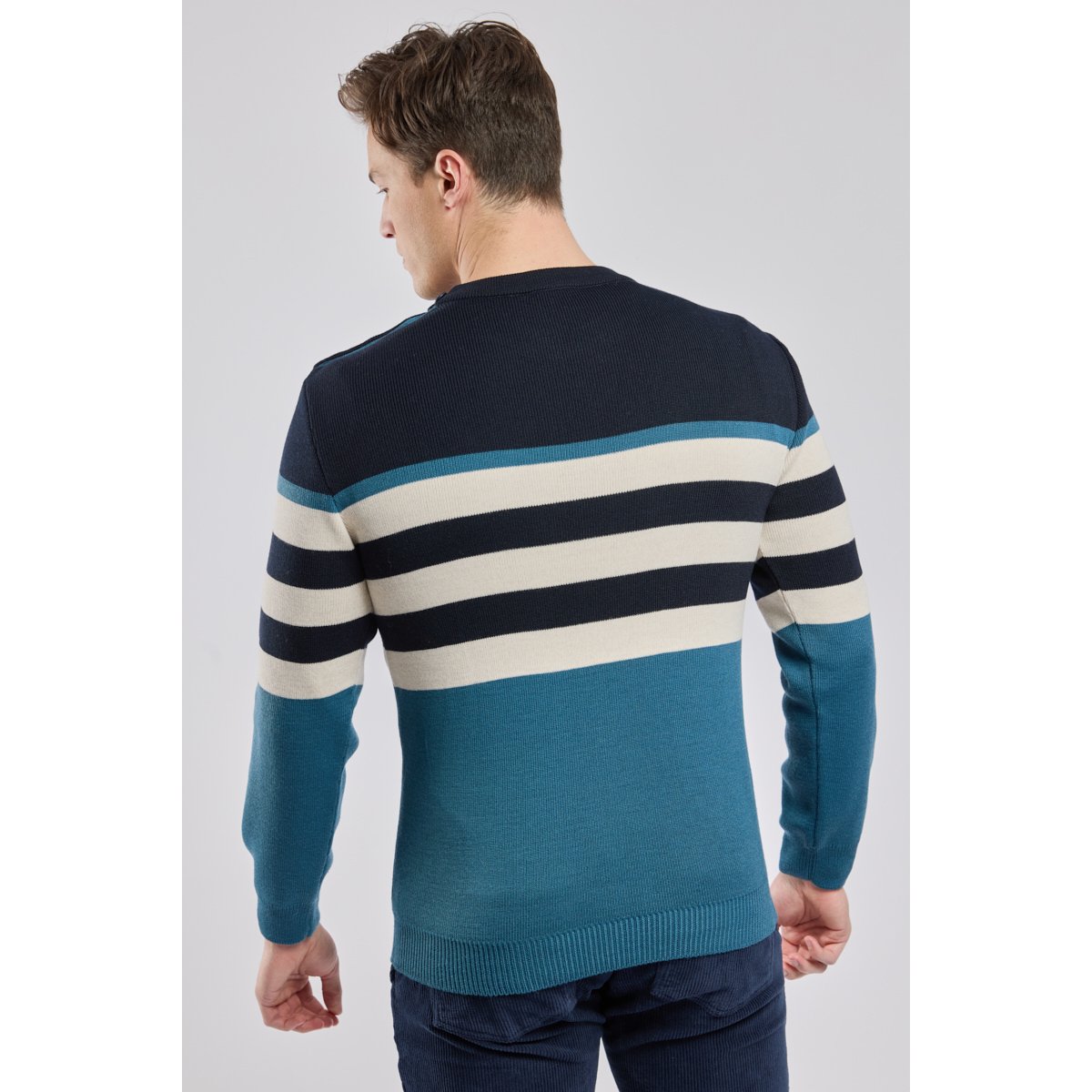 Pull marin bloc color teal/navire/nature, ARMOR-LUX