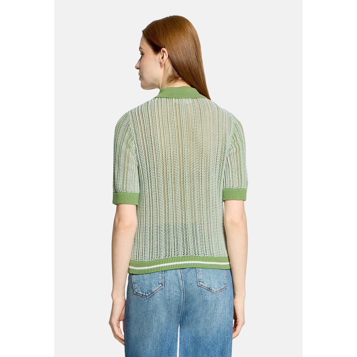 Pull-over en maille à col khaki/white, CARTOON