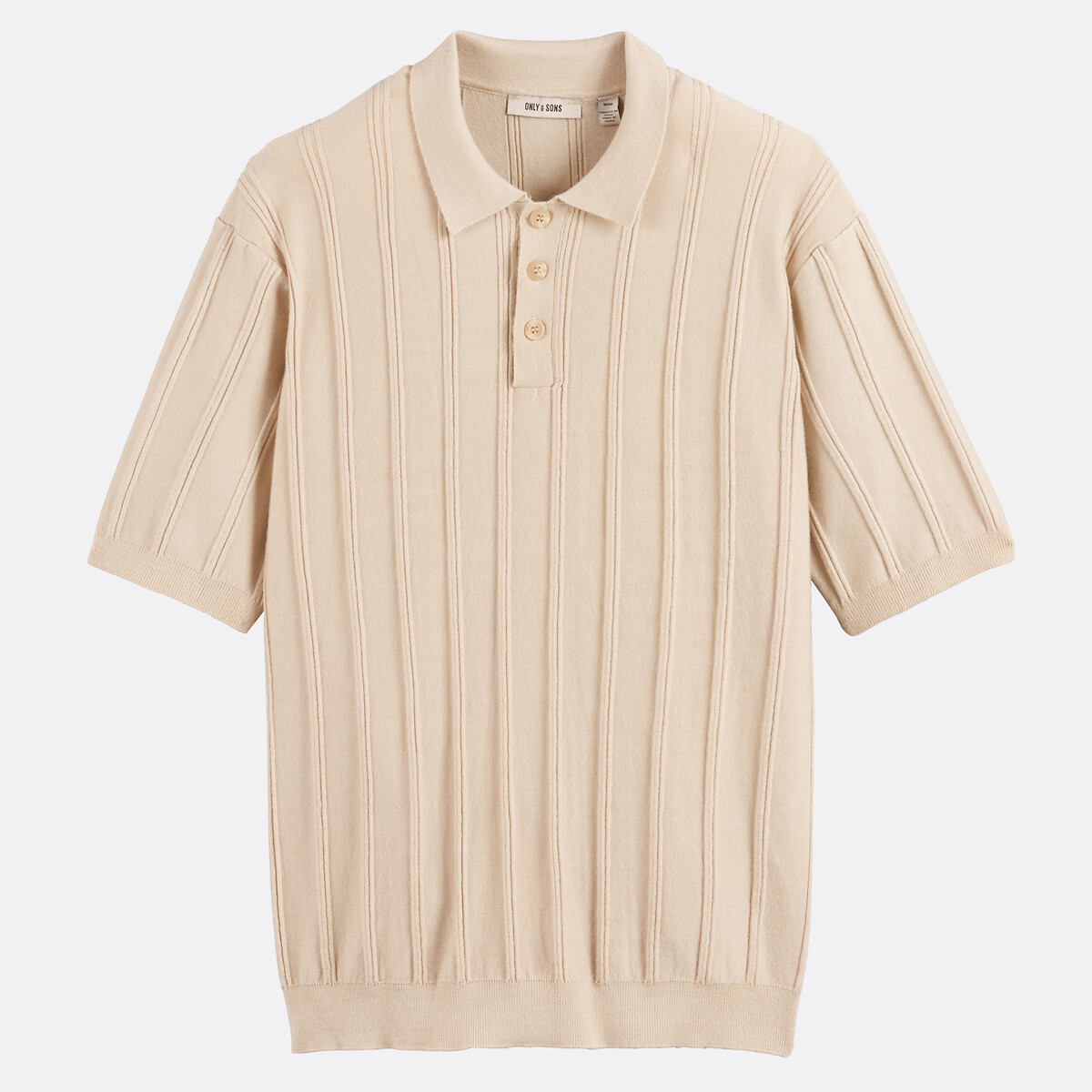 Structured Knit Polo Shirt ecru , ONLY & SONS