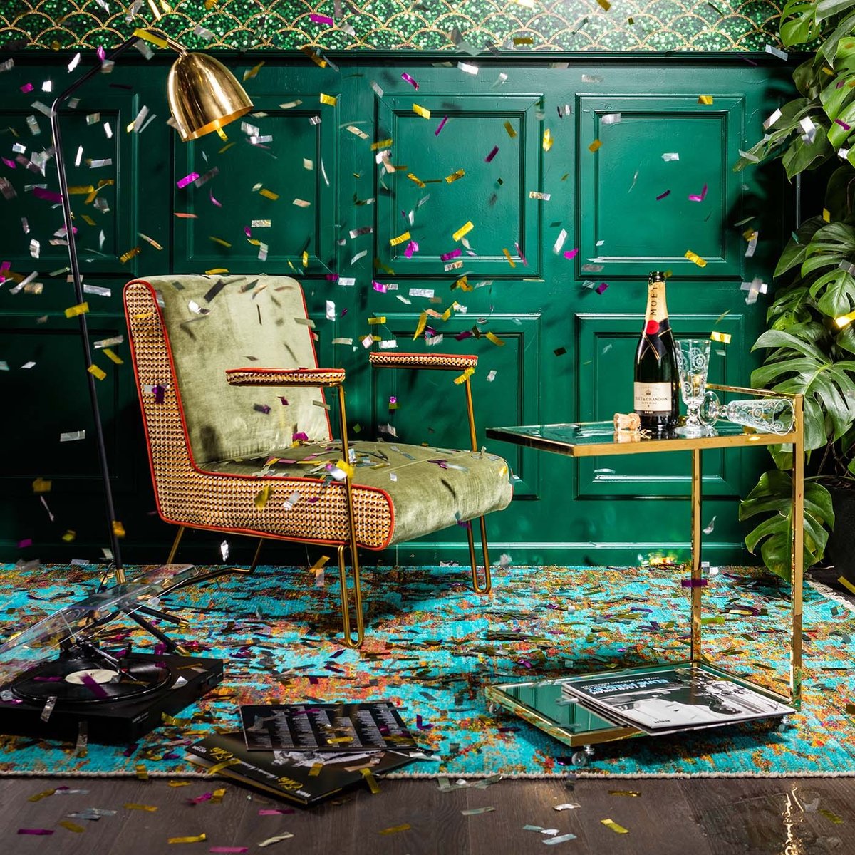 Fauteuil en velours, AUNT BETTY vert, KARE DESIGN