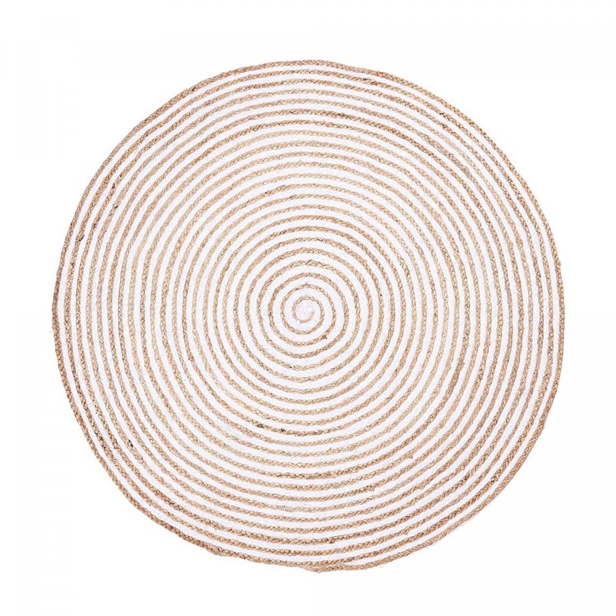 Tapis rond fait à la main en jute motif simple SPIRALTRY blanc, UN AMOUR DE TAPIS