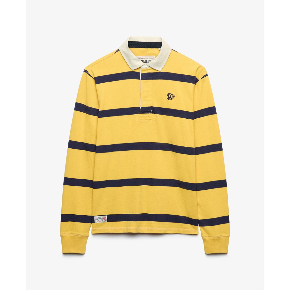Polo Rugby Athletic Stripe coupe décontractée rayures jaune/noir, SUPERDRY
