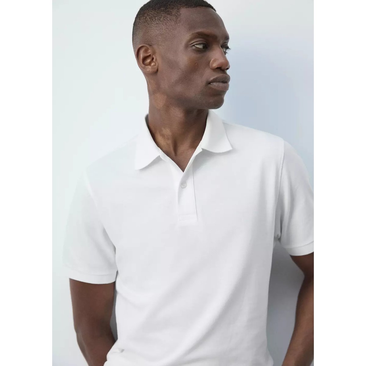 Polo 100 % piqué de coton blanc, MANGO MAN