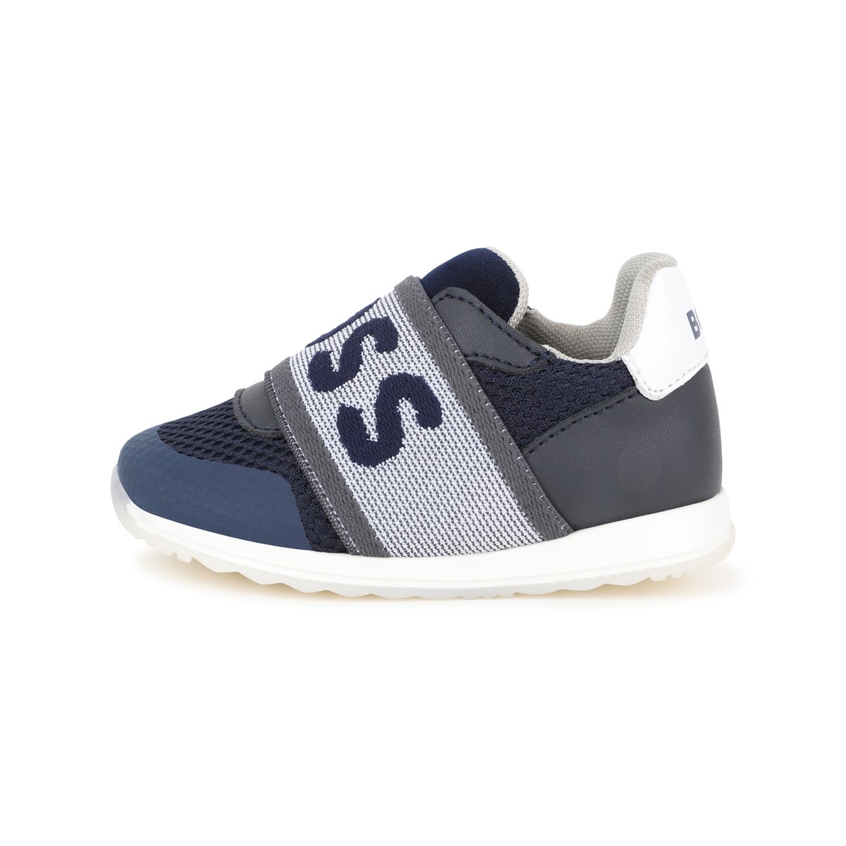 Sneakers con elastico logato bleu cargo, BOSS KIDSWEAR