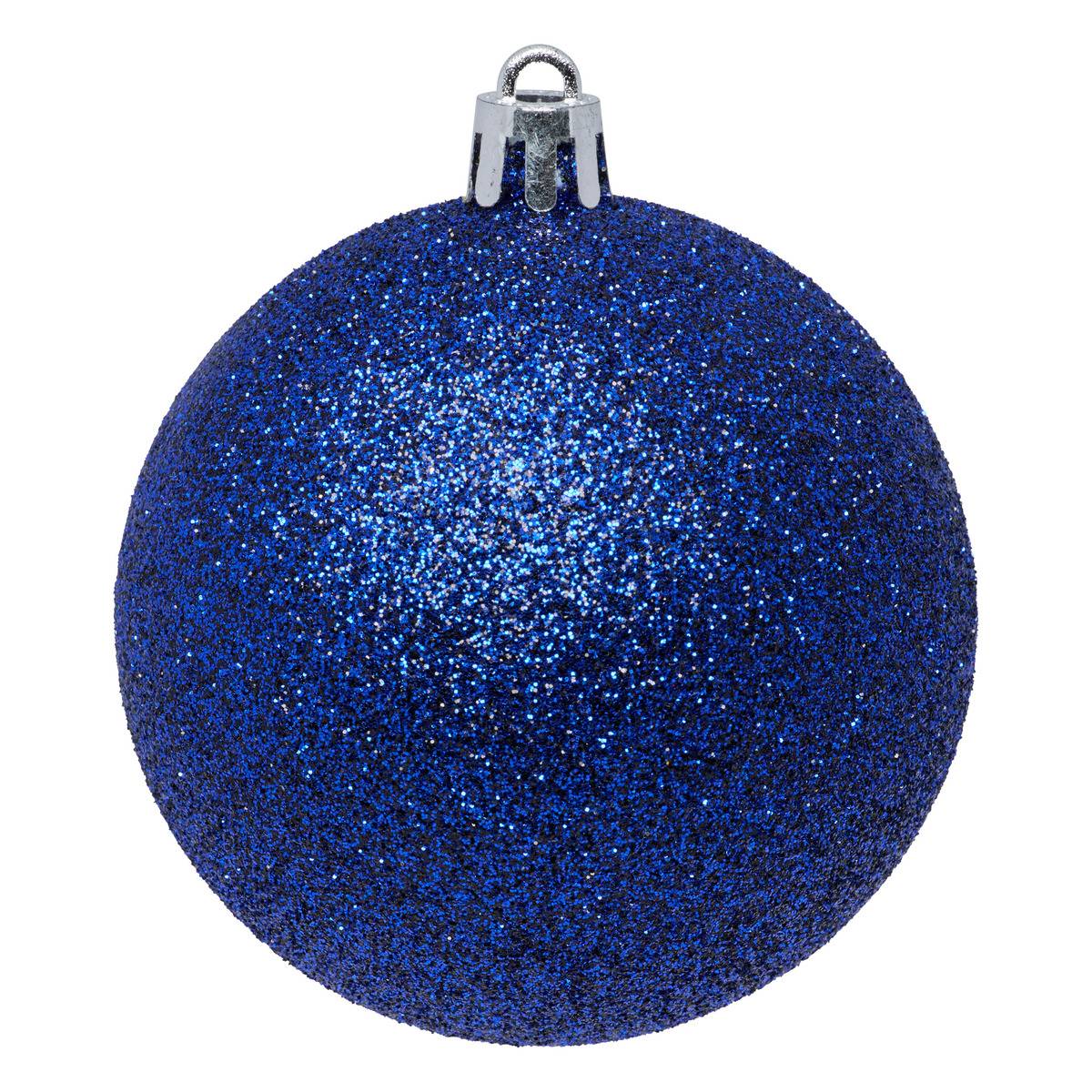 Boules de Noël "Colorama de Noël" lot de 8 en plastique recyclé D7cm bleu nuit, ATMOSPHERA
