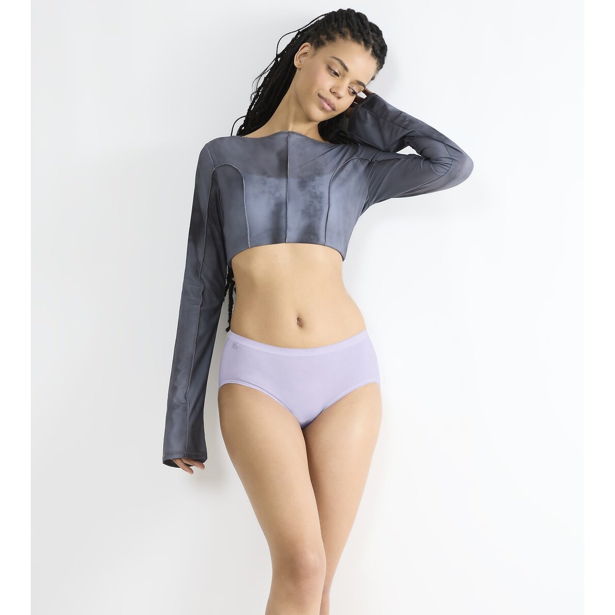 Pack of 3 Basic+ Midi Knickers black+dark purple+lavender, SLOGGI
