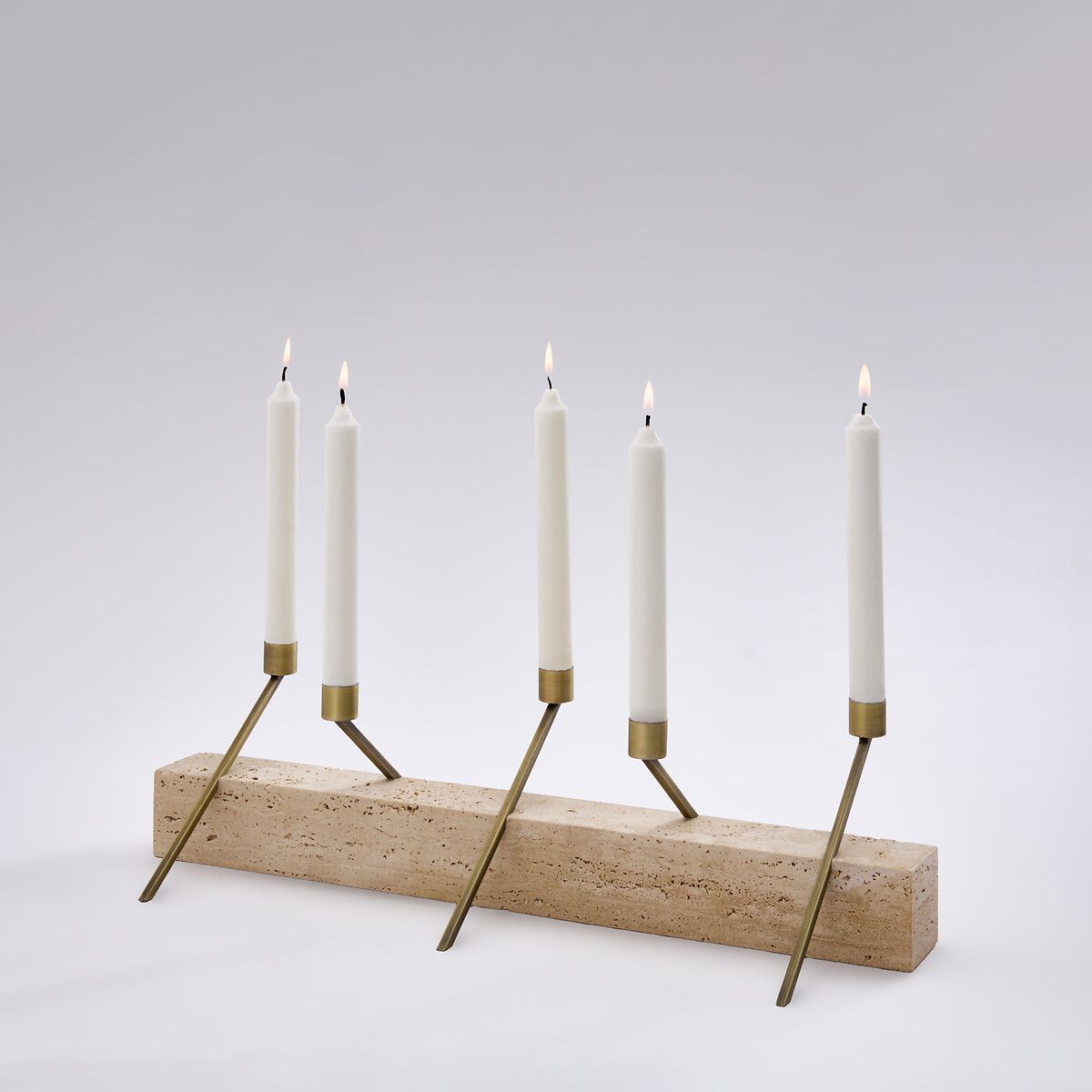 Bougeoir centre de table en travertin, hauteur 21,3 cm, SEBASTIANO travertin, AM.PM