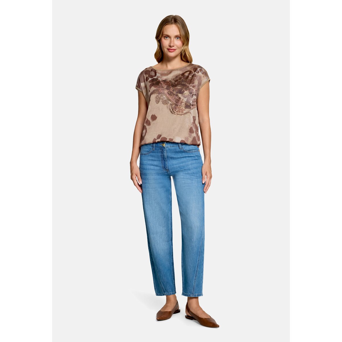 T-shirt façon blouse à impression brown/red, BETTY BARCLAY