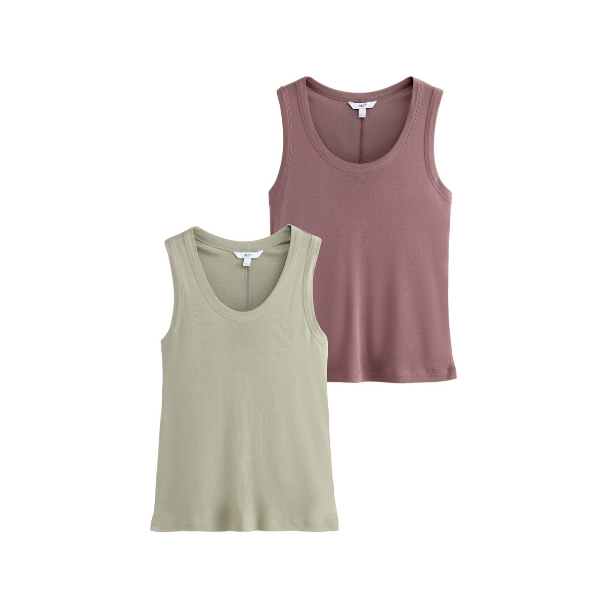 Débardeur ras du cou en tencel, lot de 2 vert/violet, NEXT
