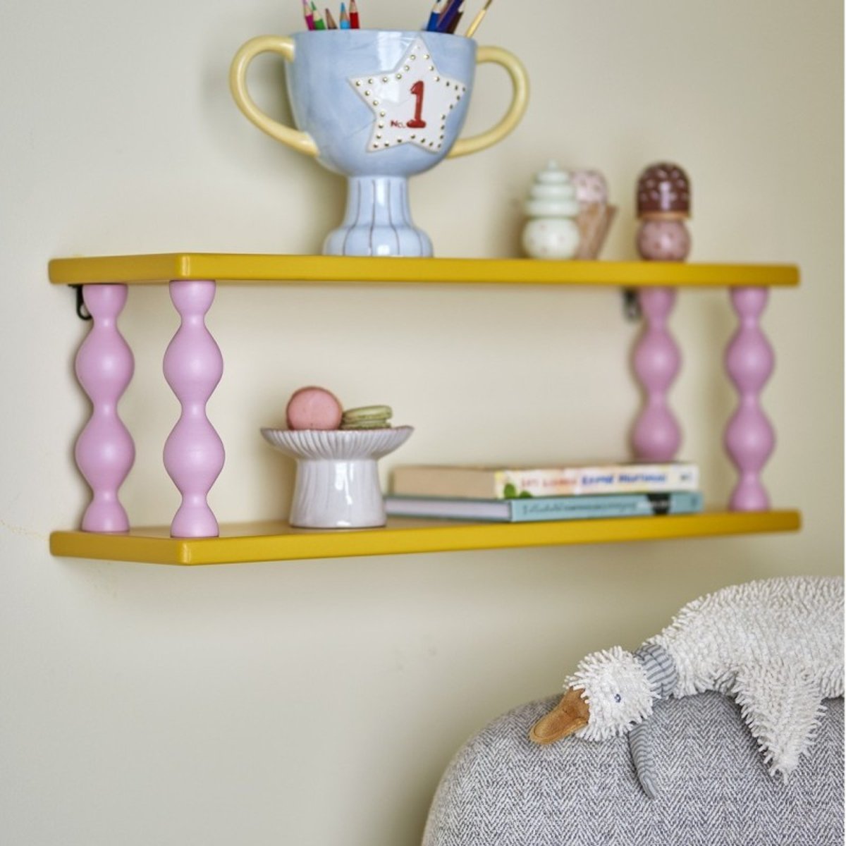 Etagère murale bois BIBIOLA jaune, BLOOMINGVILLE