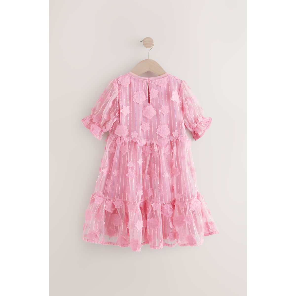 Robe de soirée en mesh florale à sequins rose, NEXT