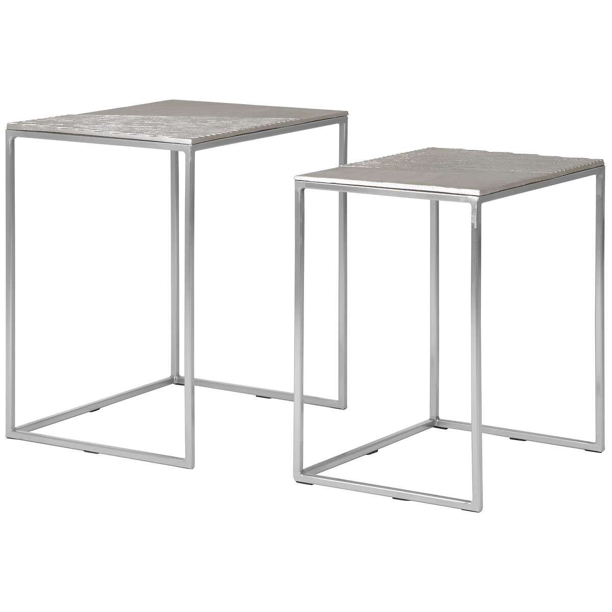 Textured Metal Side Table Nest (Set of 2) silver-coloured, FIFTY FIVE SOUTH