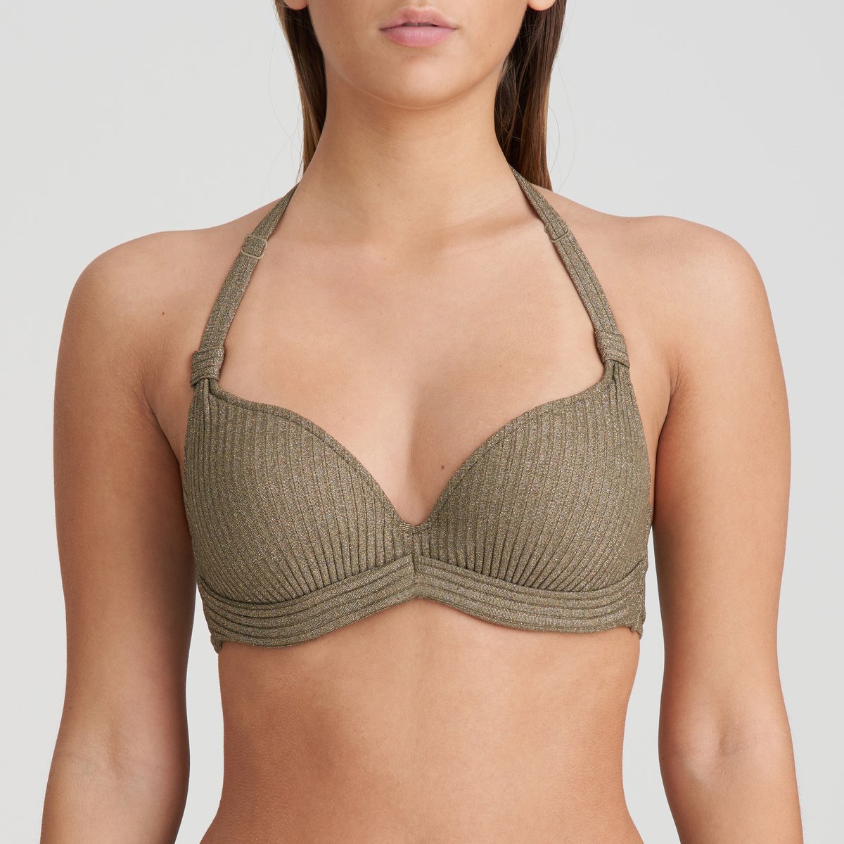 Bikini rembourré déc. plongeant TINJIS vert - golden olive, MARIE JO