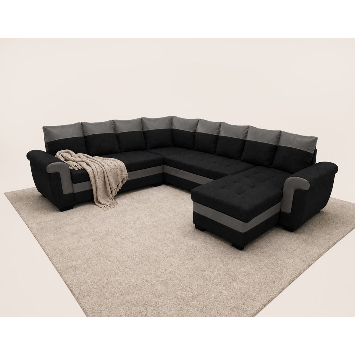 Canapé d'Angle Convertible 7 places - HENRY noir / gris, BEST MOBILIER