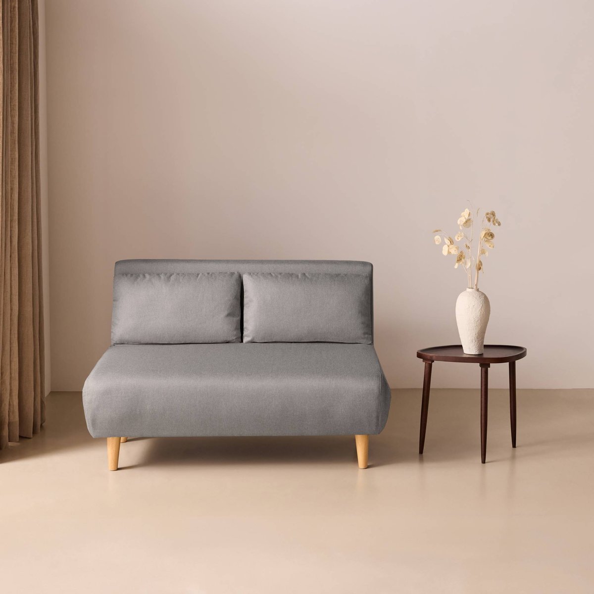 Canapé convertible 2 places tissu GUESTA gris clair, SWEEEK