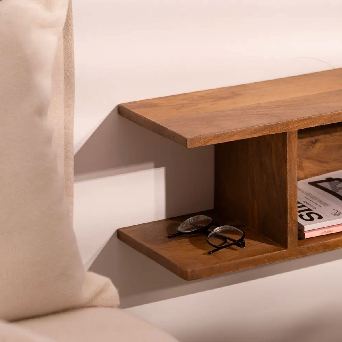 Table de chevet murale en bois de manguier 45x20x20cm bois, WADIGA