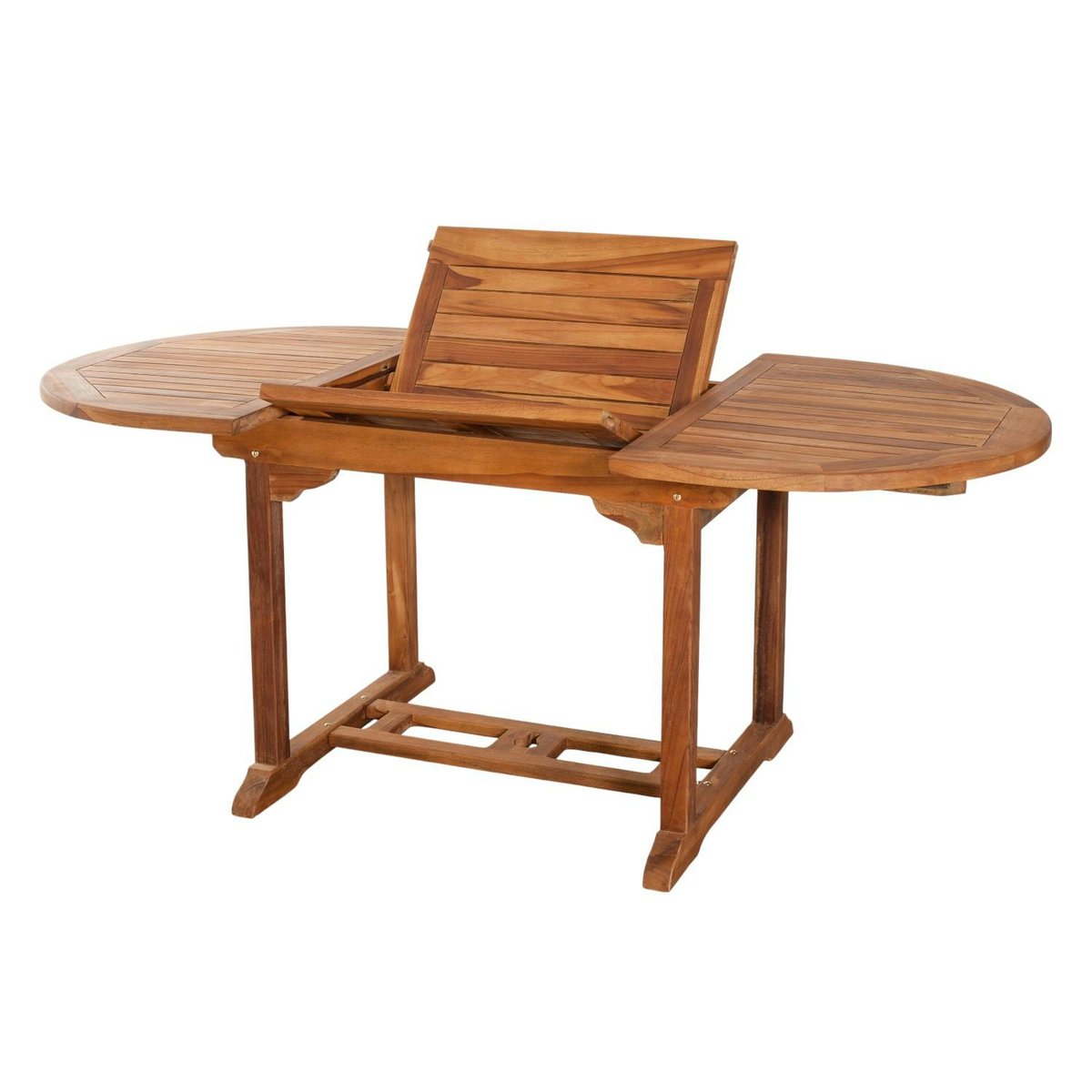 Salon de jardin table d'extérieur extensible ovale 120/180x90cm 6 chaises pliantes en bois de teck huilé MACAO bois naturel, PIER IMPORT